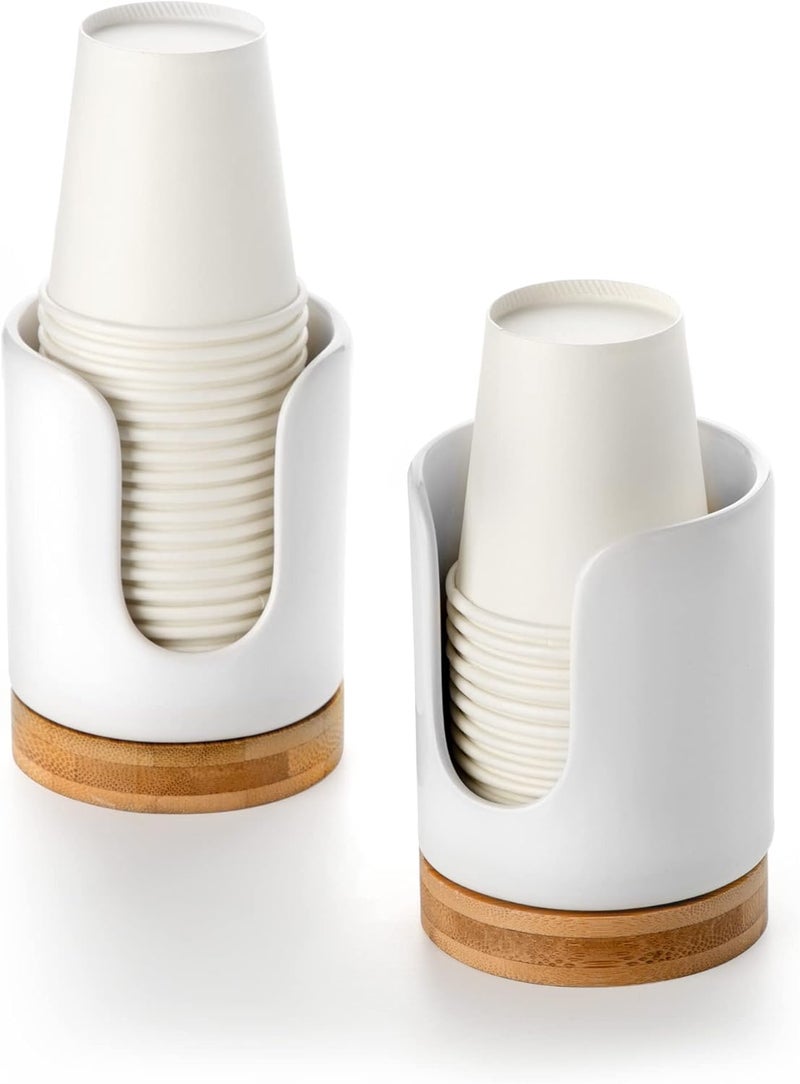 Viosuniu Ceramic Bathroom Cups Dispenser - 3 oz Disposable Paper & Plastic Bathroom Cups Holder - Mouthwash Cups Dispenser for Bathroom, Guest Toiletries, Countertop, Coffee - BPA Free (2 Pack) - Image 1